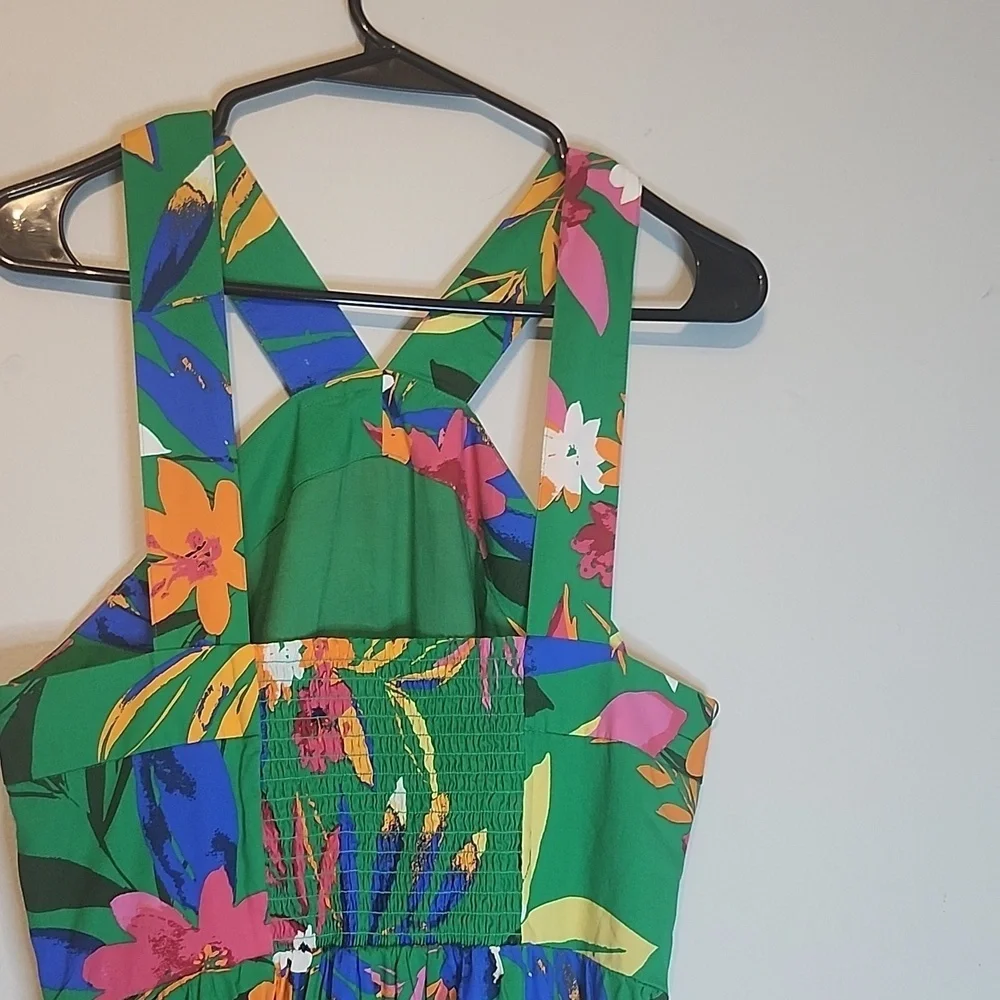 J. Crew Green Smocked Dress